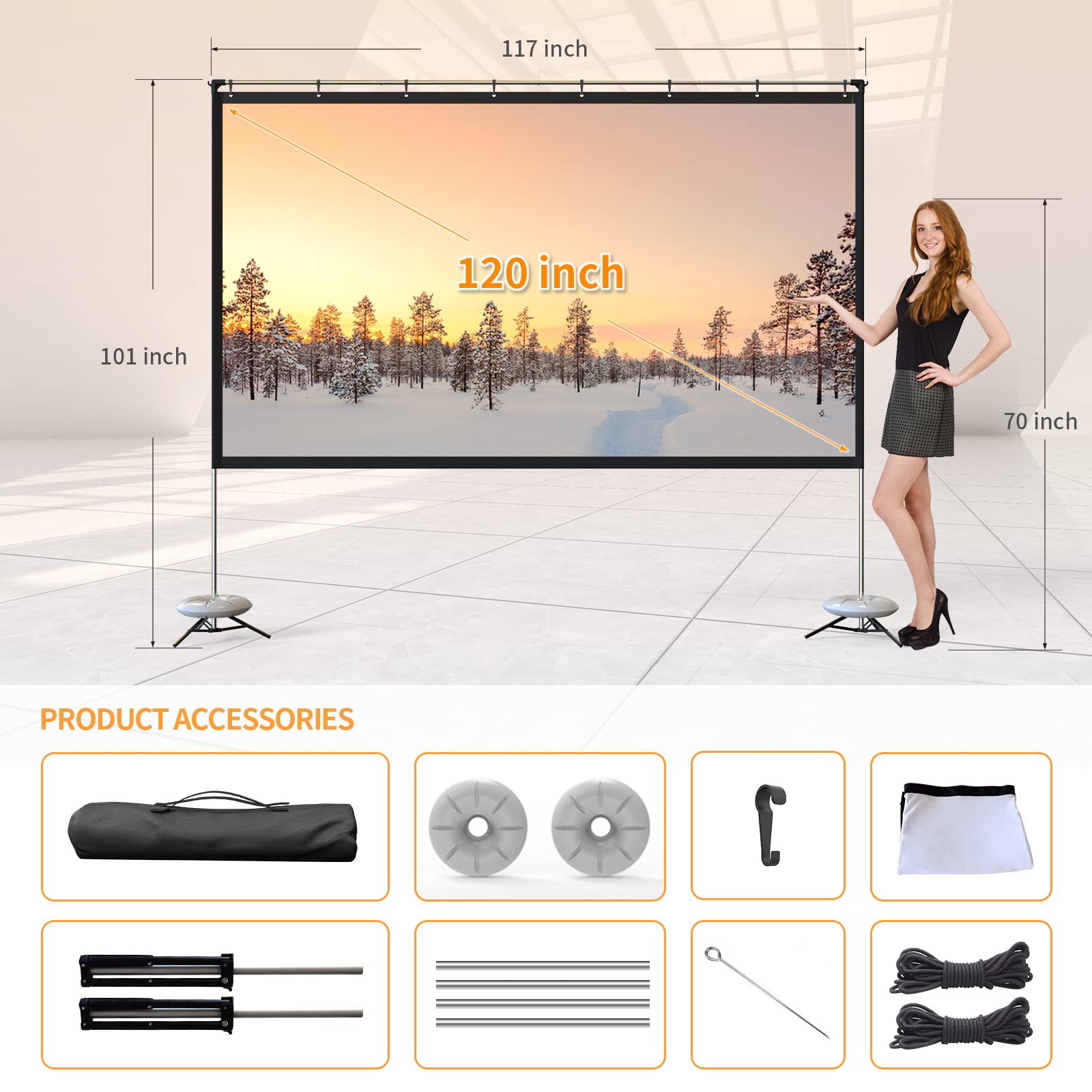 Amazon | WEWATCH ポータブルプロジェクタースクリーン スタンド付き